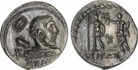 Republic
Denario. 100 a.C. CORNELIA. Pub Cornelius Lentulus Marcellinus. Anv.: Hércules con maza en el hombro, detrás escudo oval y letra K, debajo R...