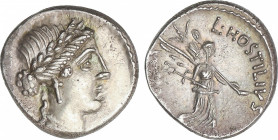 Republic
Denario. 48 a.C. HOSTILIA. L. Hostilius Saserna. ESCASA. Anv.: Cabeza de Venus a derecha. Rev.: L. HOSTILIVS. (SASERN)A. Victoria caminando ...