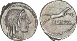 Republic
Denario. 88 a.C. MARCIA. Caius Marcius Censorinus. Anv.: Cabeza diademada de Apolo a derecha. Rev.: Caballo a derecha, debajo C. CENSOR(I). ...