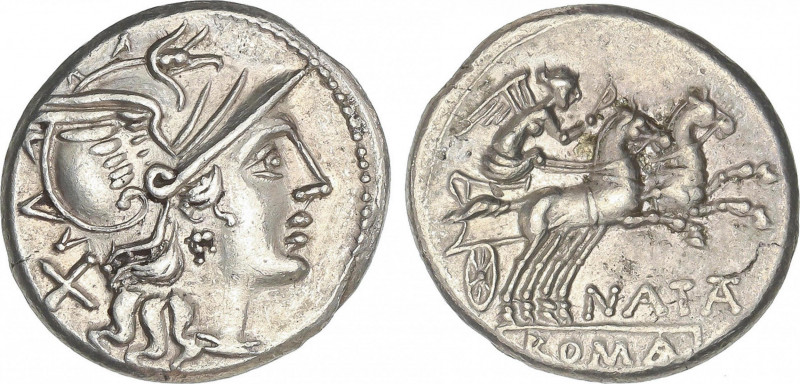 Republic
Denario. 149 a.C. PINARIA. Pinarius Natta. Anv.: Cabeza de Roma a dere...