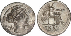 Republic
Denario. 89 a.C. PORCIA. M. Porcius Cato. Anv.: Cabeza de la Libertad a derecha, detrás ROMA. Rev.: Victoria sentada a derecha. En exergo: V...