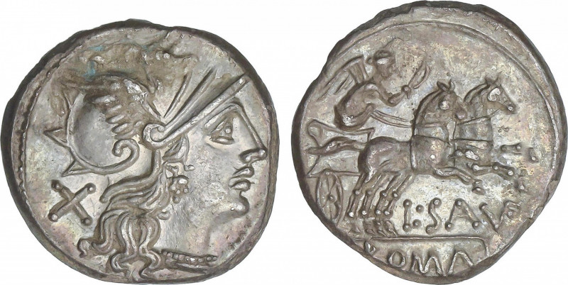 Republic
Denario. 152 a.C. SAUFEIA. L. Saufeius. Anv.: Cabeza de Roma a derecha...