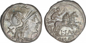 Republic
Denario. 152 a.C. SAUFEIA. L. Saufeius. Anv.: Cabeza de Roma a derecha, detrás X. Rev.: Victoria en biga a derecha, debajo L. SAVF. En exerg...