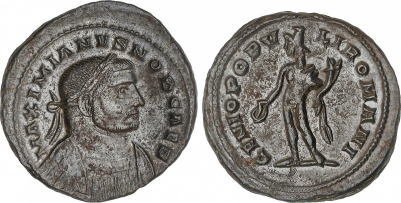 Empire
Follis. Acuñada el 302-303 d.C. GALERIO MAXIMIANO. Anv.: MAXIMIANVS NOB ...