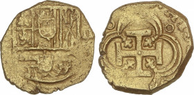 Philip III
2 Escudos. Fecha no visible (1617-1621). SEVILLA. G. Anv.: S/¿G? - Escudo - II. 6,75 grs. Ensayador poco visible. AC-Tipo 197. MBC/MBC+.