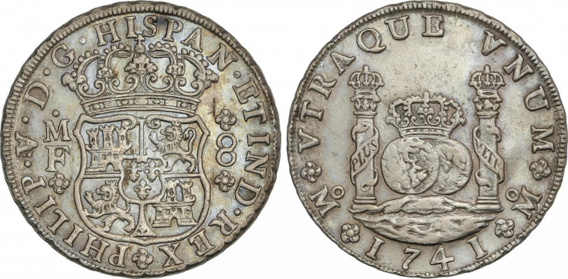 Philip V
8 Reales. 1741. MÉXICO. M.F. 26,92 grs. Columnario. Bonita pátina iris...