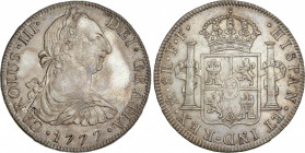 Charles III
8 Reales. 1777. MÉXICO. F.F. 26,88 grs. Bonita pátina. Brillo original. AC-1113. SC-.