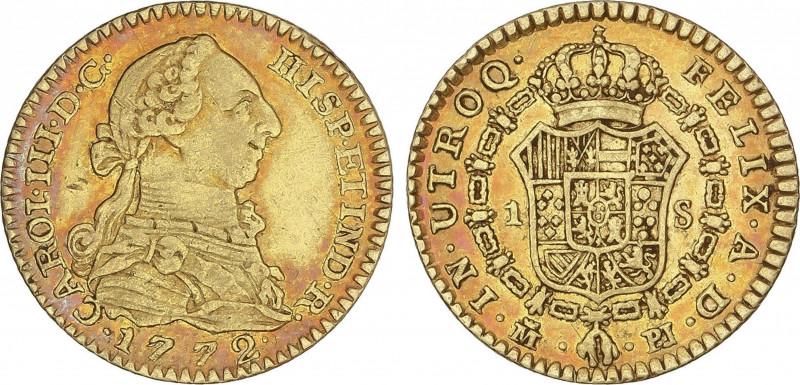 Charles III
1 Escudo. 1772. MADRID. P.J. AÑO RARO. 3,4 grs. Pátina naranja. AC-...