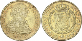 Charles III
8 Escudos. 1773. LIMA. J.M. 26,97 grs. Acuñación algo floja. (Rayas). AC-2001; XC-694. MBC+.