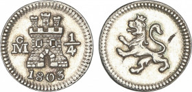 Charles IV
1/4 Real. 1803. MÉXICO. 0,82 grs. AR. AC-133. EBC/EBC-.
