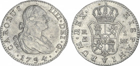 Charles IV
1 Real. 1794. MADRID. M.F. 2,64 grs. Restos de brillo original. AC-415. EBC-.