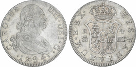 Charles IV
4 Reales. 1794. MADRID. M.F. 13,45 grs. Restos de brillo original. AC-780. MBC+/EBC-.