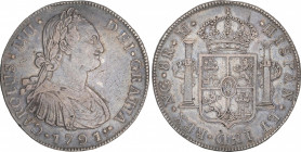 Charles IV
8 Reales. 1791. GUATEMALA. M. 26,86 grs. (Pequeño exceso de metal a la derecha de la fecha). Pátina oscura. Ex Herrero - 24 Marzo 1988, n....