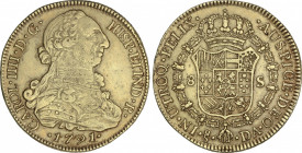 Charles IV
8 Escudos. 1791. SANTIAGO. D.A. 27 grs. (Pequeños golpecitos). AC-1755; XC-1154. MBC/MBC+.