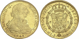 Charles IV
8 Escudos. 1798. SANTIAGO. D.A. 27,08 grs. (Leves rayitas en anverso). Pleno brillo original en reverso. AC-1764; XC-1163. EBC/EBC+.