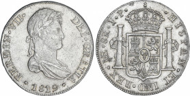 Ferdinand VII
8 Reales. 1819. LIMA. J.P. 26,77 grs. (Oxidaciones superficiales limpiadas). AC-1252. MBC+/EBC-.