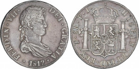 Ferdinand VII
8 Reales. 1817. POTOSÍ. P.J. 26,91 grs. Pátina oscura. AC-1381. MBC+.