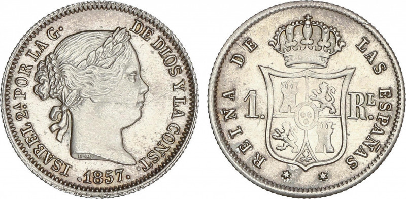 Elisabeth II
1 Real. 1857. MADRID. 1,38 grs. Acuñación algo floja en reverso. P...