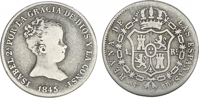 Elisabeth II
1 Real. 1845. SEVILLA. R.D. 1,4 grs. AC-316. MBC-.