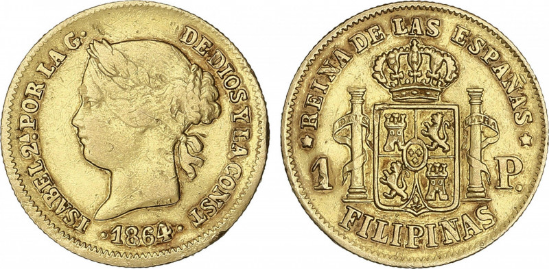 Elisabeth II
1 Peso. 1864/3. MANILA. 1,67 grs. Sobrefecha poco visible en parte...