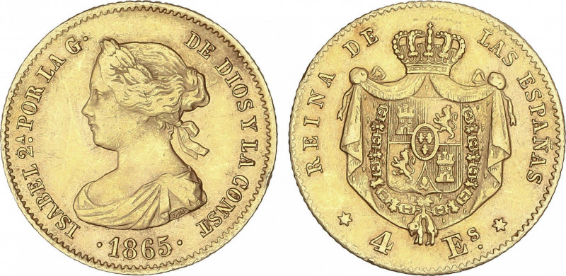 Elisabeth II
4 Escudos. 1865. MADRID. 3,35 grs. (Rayitas). AC-688. MBC+.