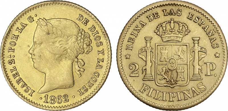 Elisabeth II
2 Pesos. 1862. MANILA. 3,32 grs. AC-838. MBC+.