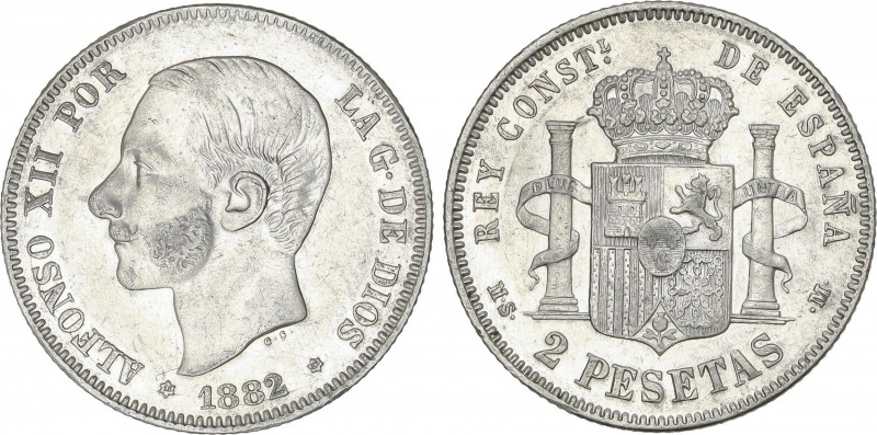 2 Pesetas. 1882 (*18-82). M.S.-M. EBC-.