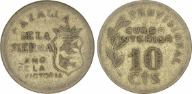 10 Céntimos. AYUNTAMIENTO DE CAZALLA DE LA SIERRA. Latón. HG-233; Vti-L46. MBC+.