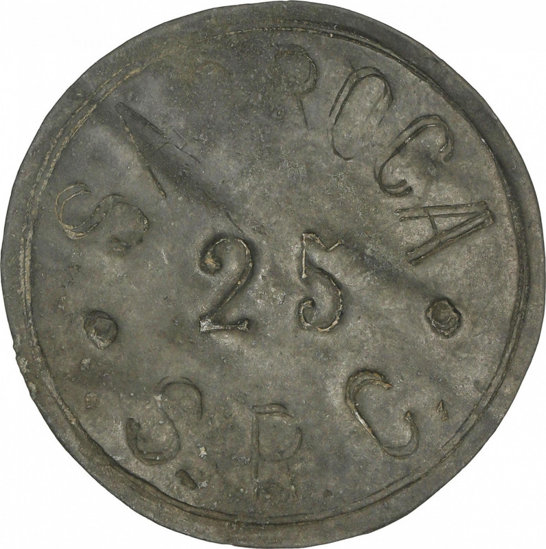 25 Cèntims. Aj. de SARROCA. 2,15 grs. Zinc. Vti-L38. MBC+.