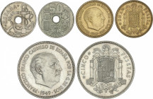 Serie 3 monedas 50 Céntimos, 1 y 5 Pesetas. (*E-51). RARA. II Exposición Nacional de Numismática e Internacional de Medallística. (Levisimas manchitas...