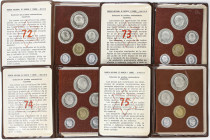 Lote 4 series 6 monedas 10 Céntimos a 50 Pesetas. (*72, 73, 74 y 75). Serie completa de carteritas originales F.N.M.T. (Algunos aluminios con posibles...