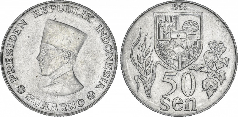 Indonesia
50 Sen. 1965. IRIAN-BARAT. 3 grs. Al. Presidente Sukarno. KM-Pn4. PRU...