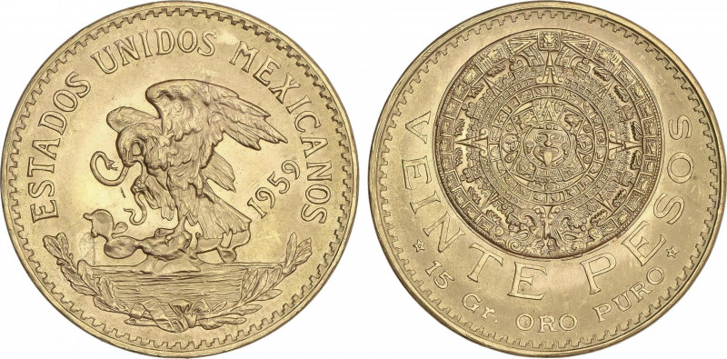 Mexico
20 Pesos. 1959. 16,64 grs. AU. Calendario Azteca. Reaccuñación oficial (...