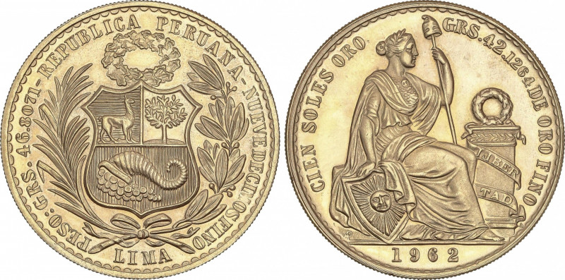 Peru
100 Soles. 1962. LIMA. 46,78 grs. AU. Fr-78; KM-231. SC.