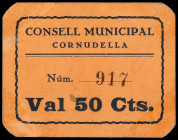 Catalonia
50 Cèntims. C.M. de CORNUDELA. Cartón. AT-888. EBC.