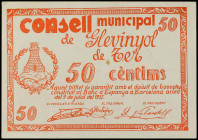 Catalonia
50 Céntims. 9 Juliol 1937. C.M. de GLEVINYOL DE TER. (Leve manchita). AT-1138. EBC.