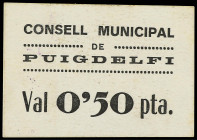 Catalonia
50 Cèntims. C.M. de PUIGDELFI. MUY RARO. Cartón. AT-2032. SC.