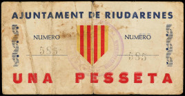 Catalonia
1 Pesseta. Aj. de RIUDARENES. (Algo sucio). AT-2143. MBC-.