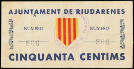 Catalonia
50 Cèntims. Aj. de RIUDARENES. AT-2144. MBC+.