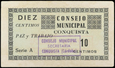 Andalucia
10 Céntimos. C.M. de CONQUISTA (Córdoba). Montaner lo clasifica como autentico, RGH lo considera falso. Mont-552D. MBC+.