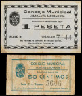 Aragon-Franja Ponent
Lote 2 billetes 50 Céntimos y 1 Peseta. C.M. ALBALATE LUCHADOR (Teruel). RGH-174, 175. BC+/MBC+.