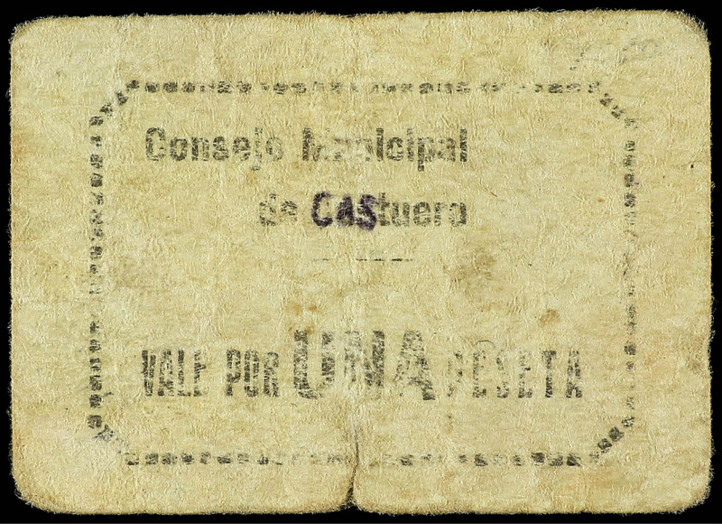 Extremadura
1 Peseta. C.M. DE CASTUERA (Badajoz). ESCASO. (Roturas). RGH-1836. ...