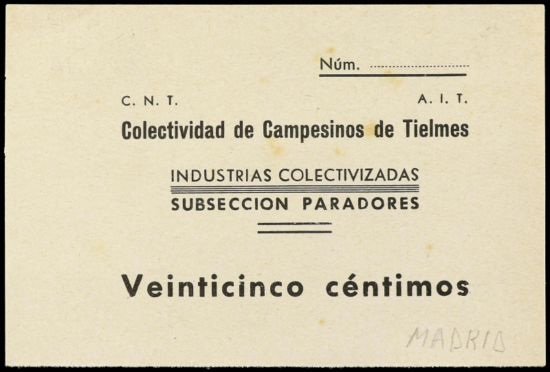 Madrid
COLECTIVIDAD DE CAMPESINOS DE TIELMES. C.N.T. - A.I.T. INDUSTRIAS COLECT...