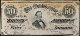 50 Dollars. 1861. CONFEDERATE STATES OF AMERICA. (Puntos de aguja). Pick-70. EBC.