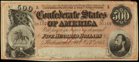 500 Dollars. 1864. CONFEDERATE STATES OF AMERICA. Pick-73. MBC+.