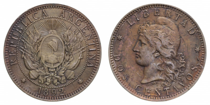 ARGENTINA 2 CENTAVOS 1892 CU.9,97 GR. BB-SPL