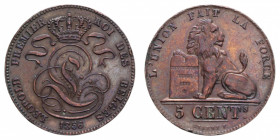BELGIUM LEOPOLD PREMIER 5 CENTS 1856 CU. 10,04 GR. BB-SPL (COLPETTI)