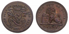 BELGIUM LEOPOLD PREMIER 2 CENTS 1833 CU. 3,70 GR. SPL