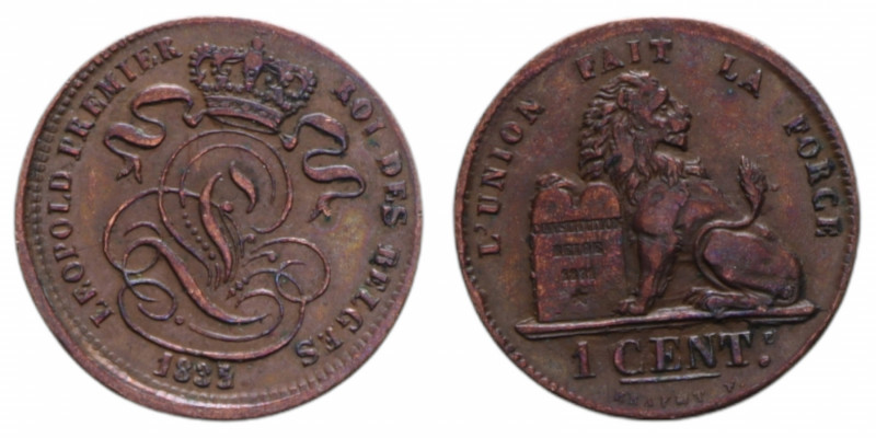 BELGIUM LEOPOLD PREMIER 1 CENTS 1835 CU. 1,85 GR. BB+