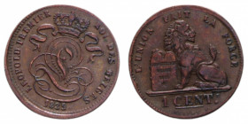 BELGIUM LEOPOLD PREMIER 1 CENTS 1835 CU. 1,85 GR. BB+